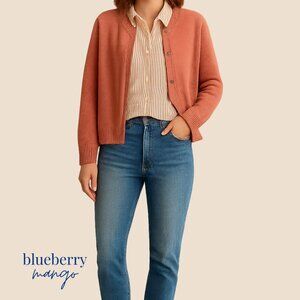 Madewell Broadway Cardigan Sweater Marled Rose Pink XL | Boxy Fall Sweater